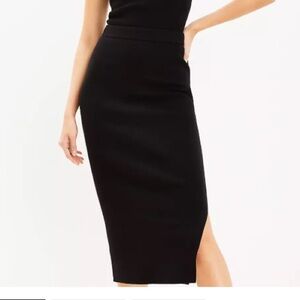 Midi Ribbed Side Slit Skirt